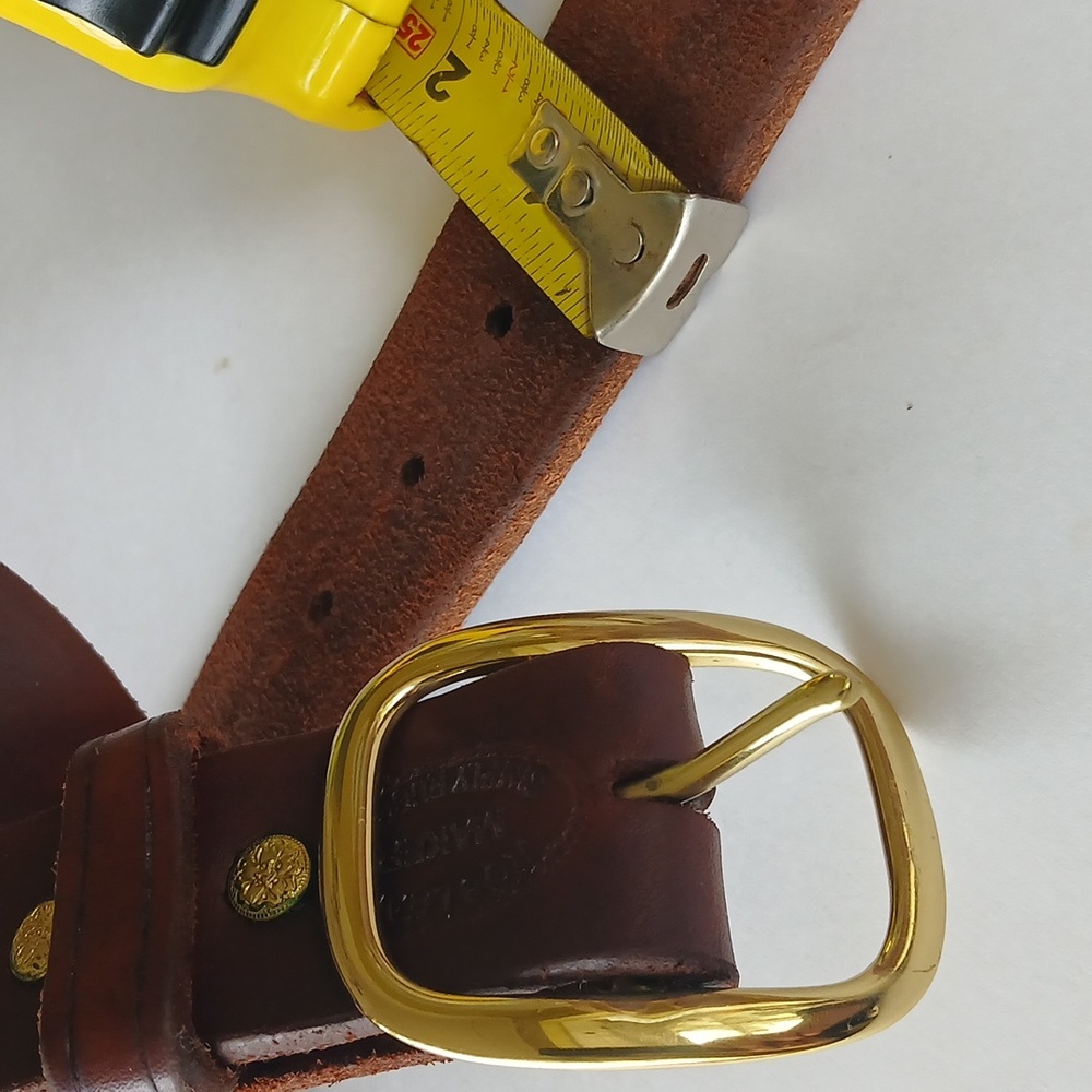 Holster Belt By ROB LEAHY Oiled Leather With Solid Brass Fittings Size 44 - Picture 5 of 6